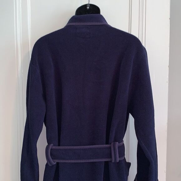 Vtg J. Crew navy blue thick fleece polyester robe - Picture 8 of 12